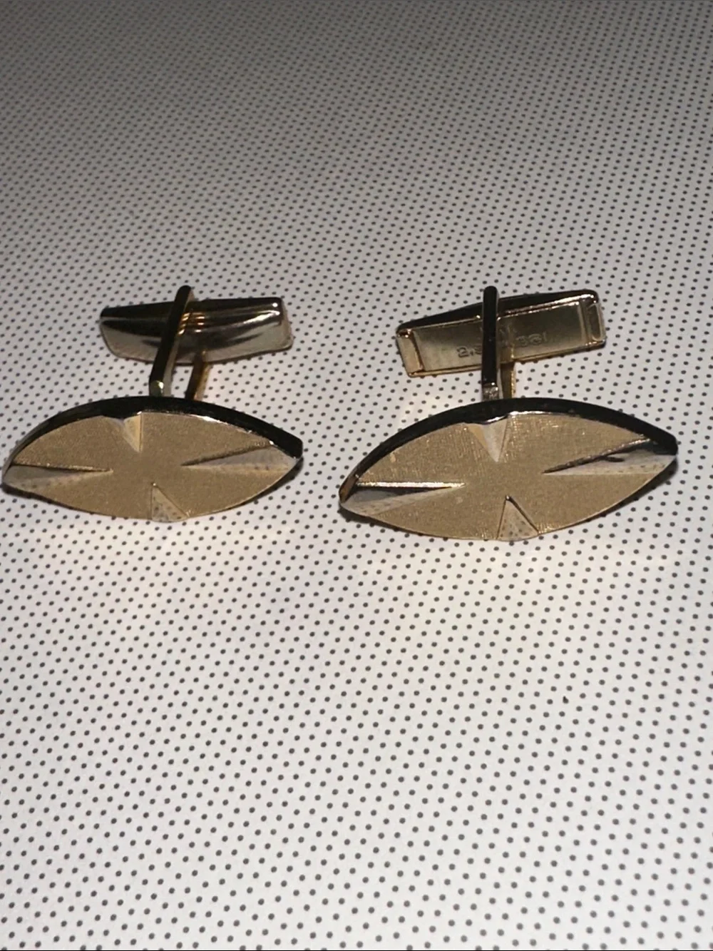 Vintage Mid Century Gold-Tone Marquise Shaped Cufflinks
